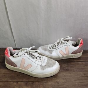 VEJA Campo Chromefree Leather Sneakers Extra White/Petale Rose Size 8